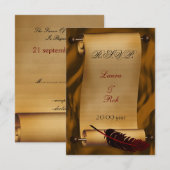 ビンテージウェディングrsvpカード標準3.5 x 5 出欠カード (正面/裏面)