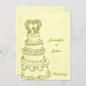 ビンテージウエディングケーキ 招待状 (正面/裏面)