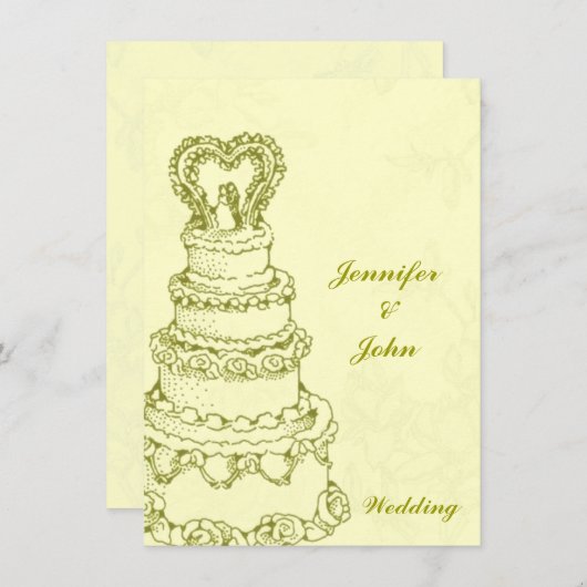 ビンテージウエディングケーキ 招待状 (正面/裏面)