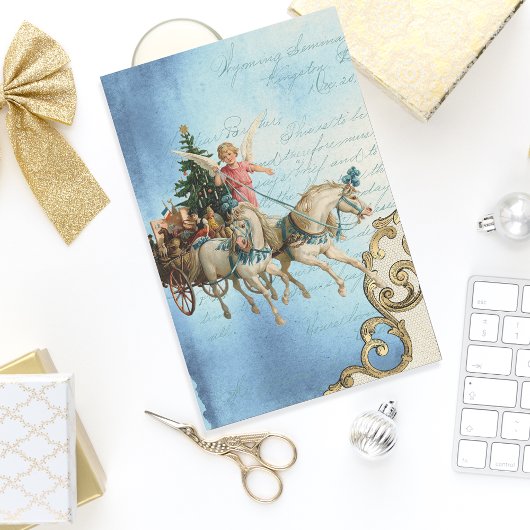 ビンテージエンジェルクリスマスワゴンデコパージュクラフト 薄葉紙