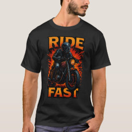 ビンテージオートバイ バイカーTシャツ 速く走れ Tシャツ