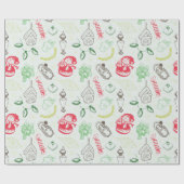 ビンテージカラフルクリスマス雪だるま ラッピングペーパー (フラット)