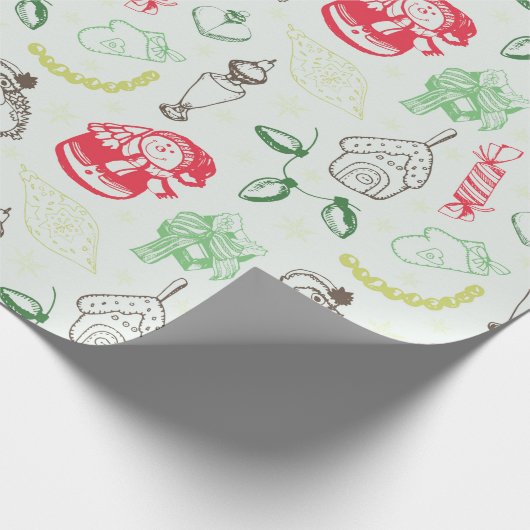 ビンテージカラフルクリスマス雪だるま ラッピングペーパー (角)