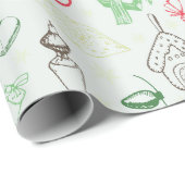 ビンテージカラフルクリスマス雪だるま ラッピングペーパー (ロールコーナー)