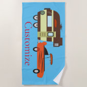 ビンテージカーとキャンパーサンダー_コーブ ビーチタオル (正面)