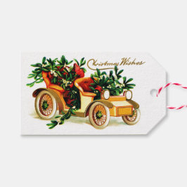 ビンテージカーのクリスマスグリーティング ギフトタグ