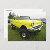 ビンテージカーの大型タイヤ ポストカード (正面/裏面)