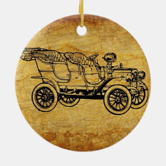 ビンテージカーの歴史的自動車イラストレーション セラミックオーナメント (裏面)