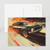 ビンテージカーの絵 ポストカード (正面/裏面)