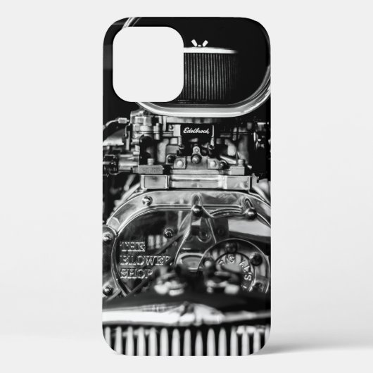 ビンテージカーエンジンのグレースケール撮影 Case-Mate iPhoneケース (裏面)
