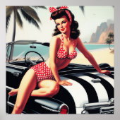 ビンテージカークラシックのピンアップ ポスター (正面)