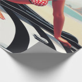 ビンテージカークラシックのピンアップ ラッピングペーパー (角)