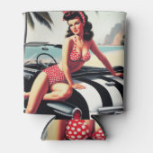 ビンテージカークラシックのピンアップ 缶クーラー (正面)