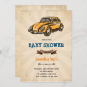 ビンテージカーシャワー誕生日の招待 招待状 (正面/裏面)