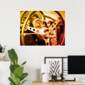 ビンテージカーステアリングダッシュボード古いゲージのダイヤル ポスター (ホームオフィス)