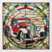 ビンテージカーフェイクステンドグラス ウィンドウサイン (シート)