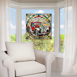 ビンテージカーフェイクステンドグラス ウィンドウサイン