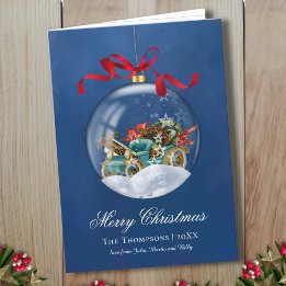 ビンテージカーブルークリスマス シーズンカード