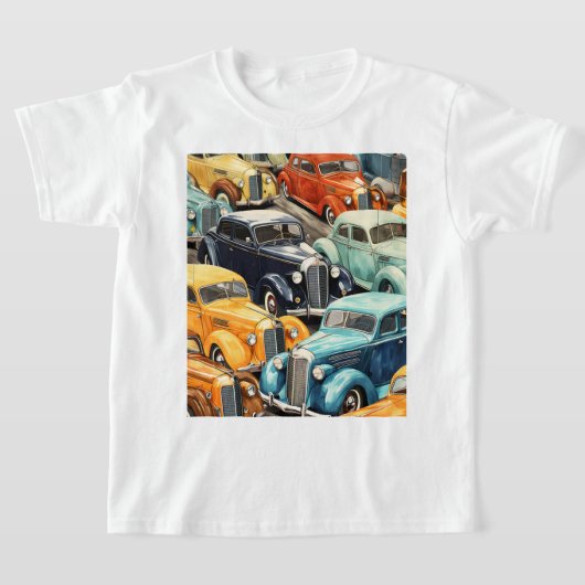 ビンテージカー柄 Tシャツ (レイダウン)