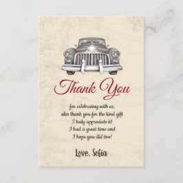 ビンテージカー，誕生日，ベビーシャワー，サンキューカード サンキューカード