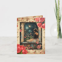 ビンテージガール バレンタインフラットホリデーカード