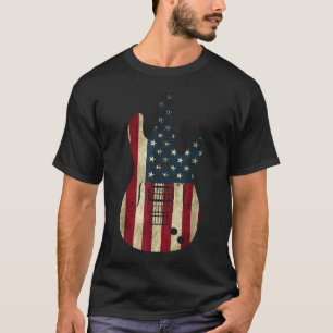 ビンテージギター アメリカ国旗 愛国心 7月4日 Tシャツ
