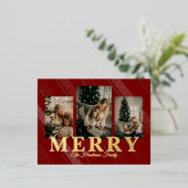 ビンテージギンガム クラシック 3 枚の写真 ホリデー カード (立ち正面)