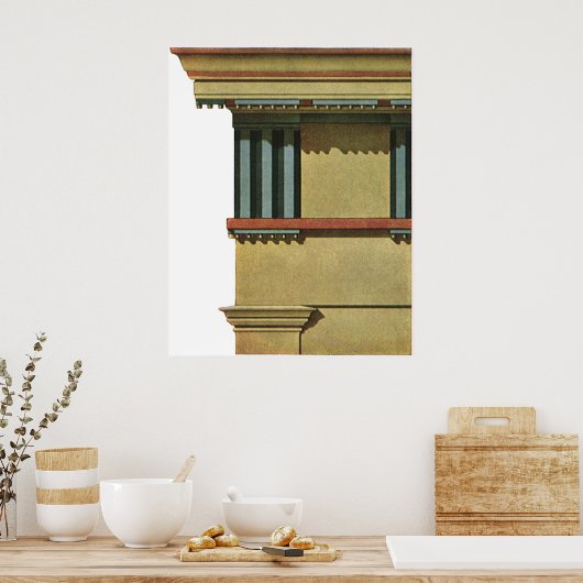 ビンテージクラシック建築、寺院のエンタブラチュア ポスター (キッチン)