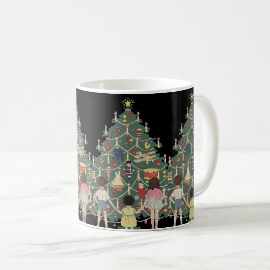 ビンテージクリスのまわりにマスチ飾ルズアツリー コーヒーマグカップ (正面右)