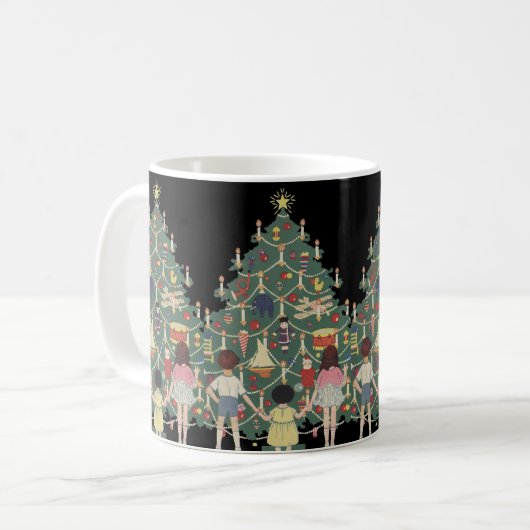 ビンテージクリスのまわりにマスチ飾ルズアツリー コーヒーマグカップ (正面左)