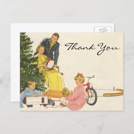 ビンテージクリスマスありがとう ポストカード (正面/裏面)