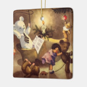 ビンテージクリスマスおもちゃ、ダンシングドール、テディベア セラミックオーナメント (左)