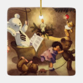 ビンテージクリスマスおもちゃ、ダンシングドール、テディベア セラミックオーナメント (裏面)