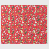 ビンテージクリスマスおもちゃ ドラム ソルジャー ジャック・イン・ザ・ボックス ラッピングペーパー (フラット)