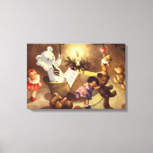 ビンテージクリスマスのおもちゃ、踊る人形、テディベア キャンバスプリント (正面)