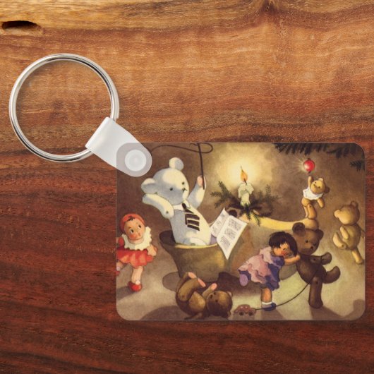 ビンテージクリスマスのおもちゃ、踊る人形、テディベア キーホルダー (裏面)