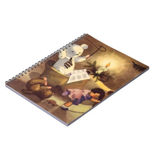 ビンテージクリスマスのおもちゃ、踊る人形、テディベア ノートブック (左側)