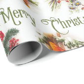 ビンテージクリスマスのエルフとキノコ ラッピングペーパー (ロールコーナー)