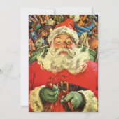 ビンテージクリスマスのサンタクロースとおもちゃの入ったそり 招待状 (正面)