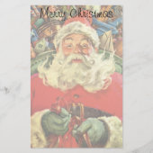 ビンテージクリスマスのサンタクロースとおもちゃの入ったスレート 便箋 (正面)