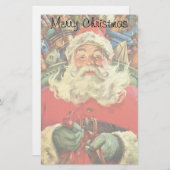 ビンテージクリスマスのサンタクロースとおもちゃの入ったスレート 便箋 (正面/裏面)