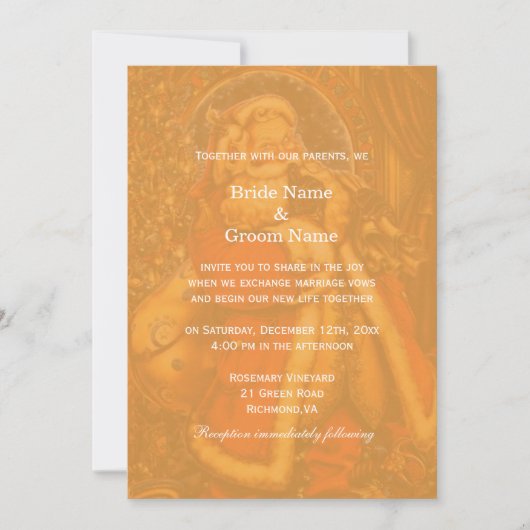 ビンテージクリスマスのサンタクロース  ウィンターベディング 招待状 (正面)