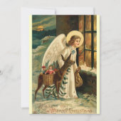 ビンテージクリスマスのトナカイと天使 ノートカード (正面)