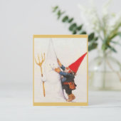 ビンテージクリスマスのノームが雪だるまを作る シーズンカード (スタンド正面)