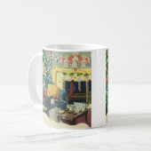 ビンテージクリスマスのペットたちとリビングルーム コーヒーマグカップ (正面左)