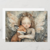 ビンテージクリスマスの妖精と狐　ウィンターワンダーランド シーズンカード (正面/裏面)