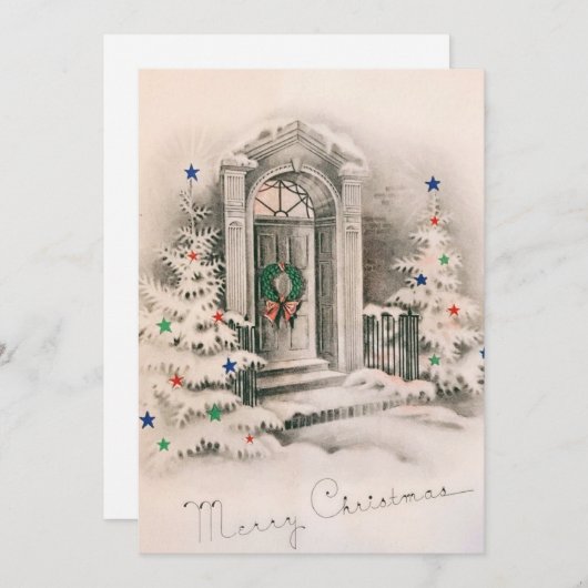 ビンテージクリスマスの玄関先 シーズンカード (正面/裏面)