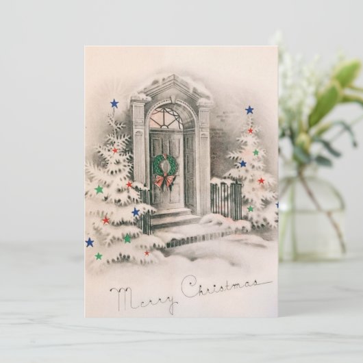 ビンテージクリスマスの玄関先 シーズンカード (スタンド正面)