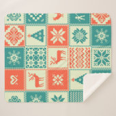 ビンテージクリスマスの継ぎはぎの縫い目のないパターン。トラド シェルパブランケット (正面(横))