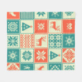 ビンテージクリスマスの継ぎはぎの縫い目のないパターン。トラド フリースブランケット (正面(横))